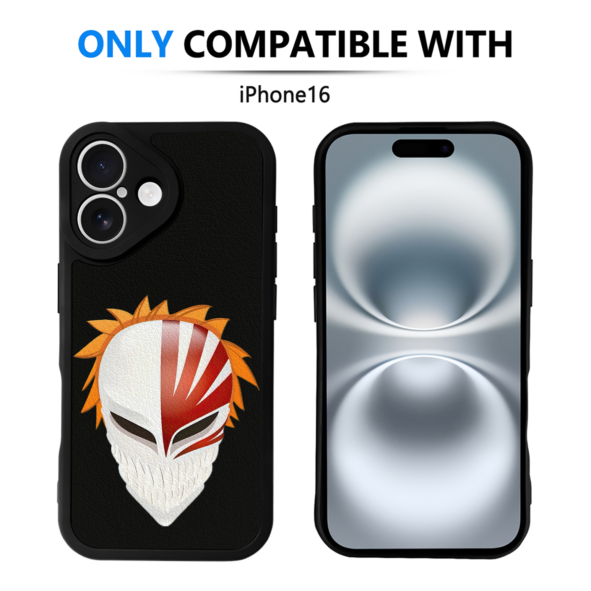 （画像用） ブリーチ 黒崎一護（くろさき いちご）BLEACH Kurosaki Ichigo 【iPhone 16シリーズ対応】シリコンスマホケース（レザー調） 材質：シリコン